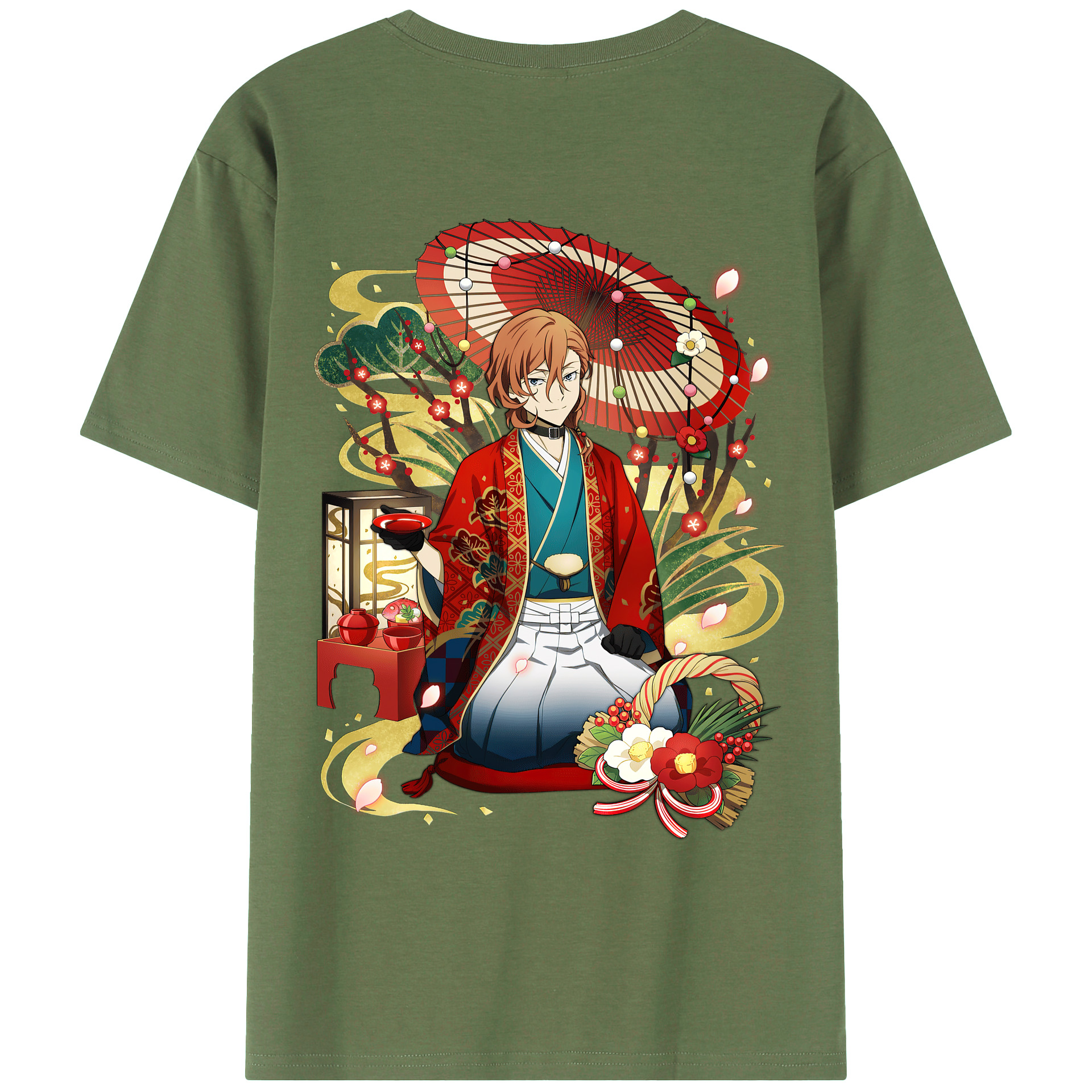 （画像用） 文豪ストレイドッグス Bungo Stray Dogs 綿100％ メンズ半袖Tシャツ（バックプリント） 通気性